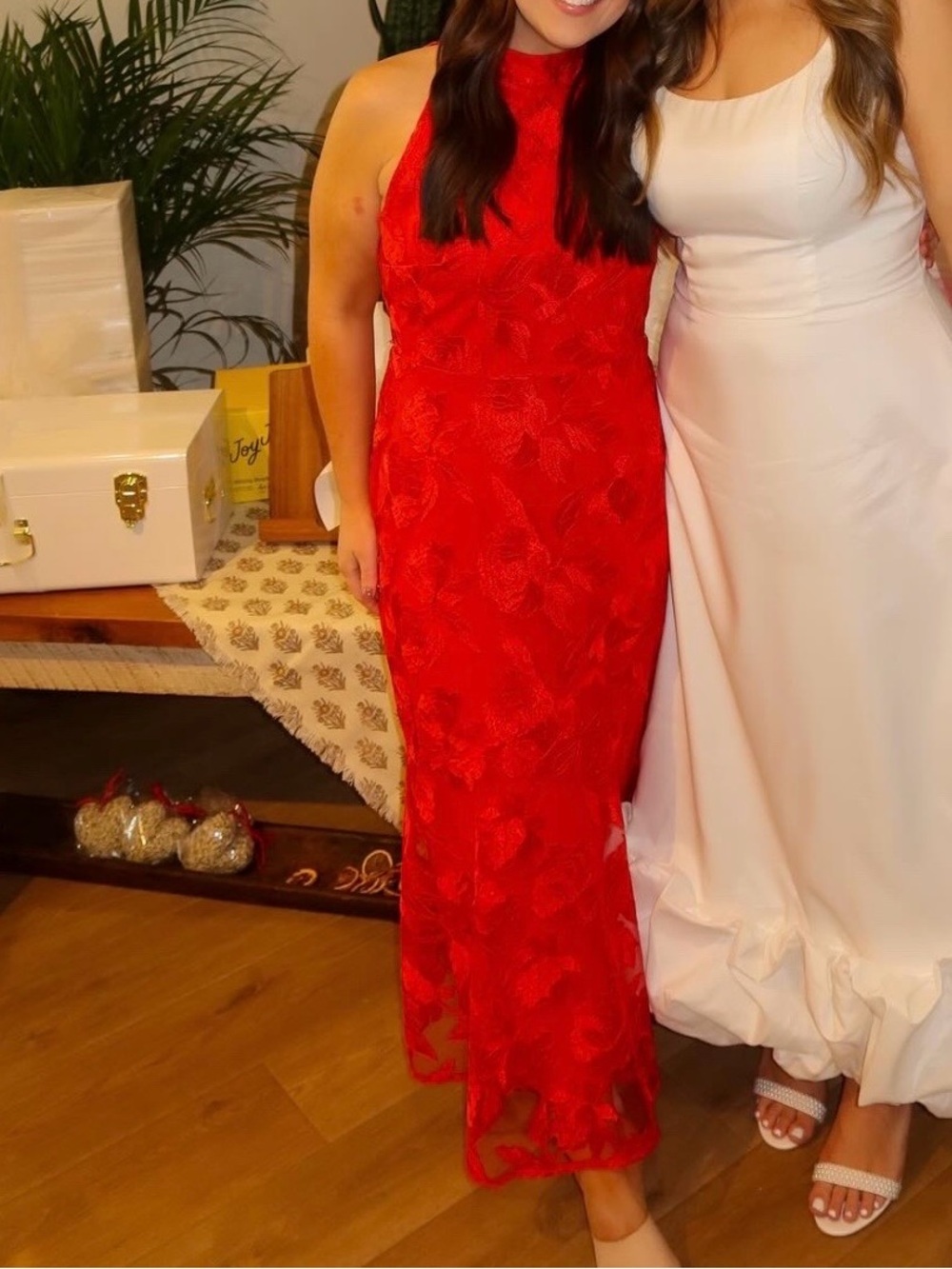 Sam Edelman Elegant Red Lace Halter Dress